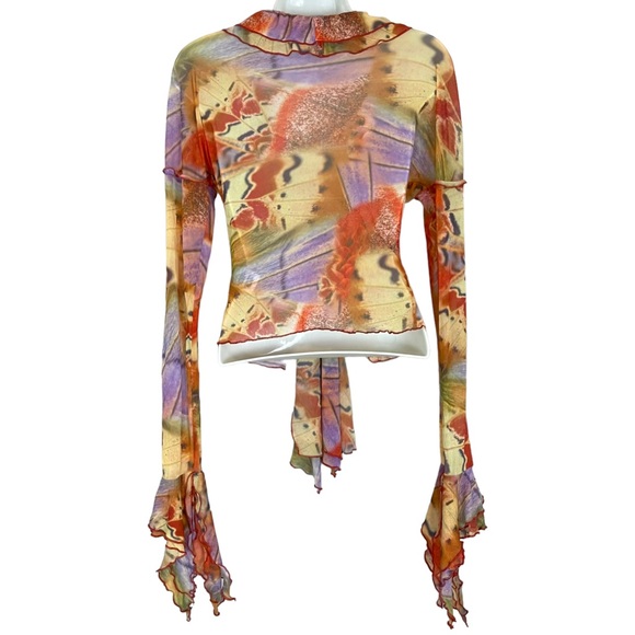 Jaded London Allele Lace Up Top Butterfly Mesh Corset Y2K Ruffle Frill Size 4 - Picture 5 of 17